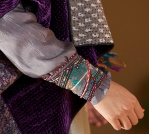 kimono style velvet & silk kantha