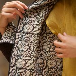 short kantha velvet jacket combined with block printed kantha