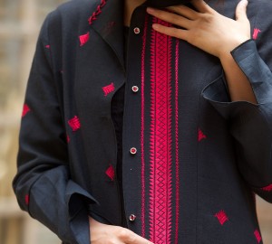 long black coat with baluchi embroidery