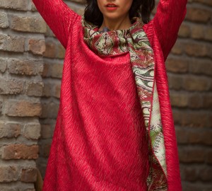 pin-tucked silk abhai style dress coat